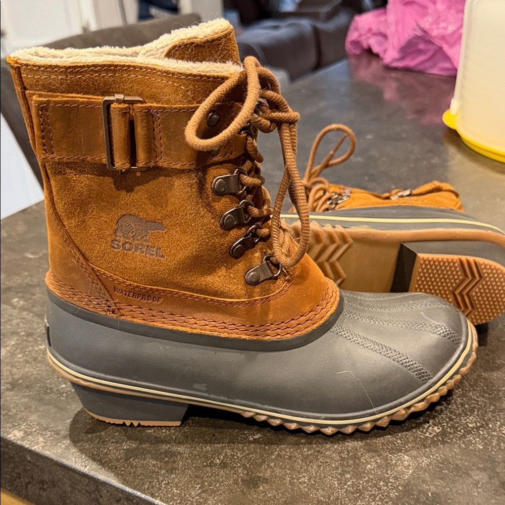 Sorel Tan and Gray Waterproof Boots
